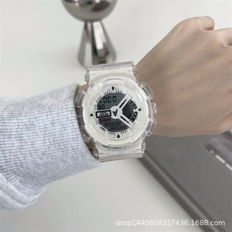 Universal Leisure Plastic And Silicone Transparent Strap Electronic Watch - Image 6