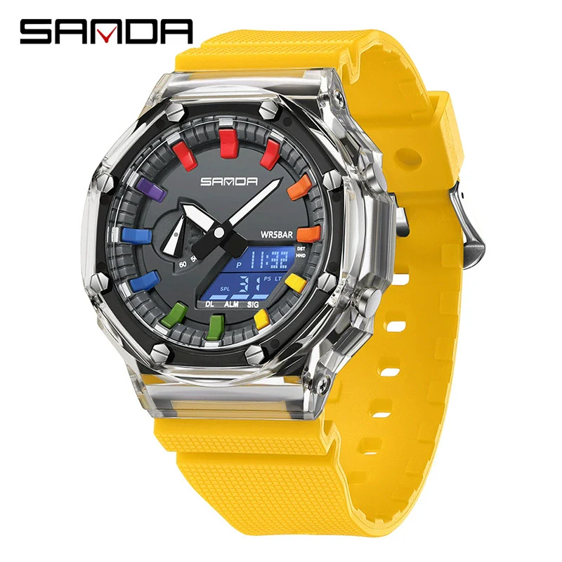 Universal Octagonal And Round Dopamine Transparent Electronic Watch Multifunctional Swimming Waterproof Watch With Abs Case Tpu Strap And Acrylic Mirror - Image 8