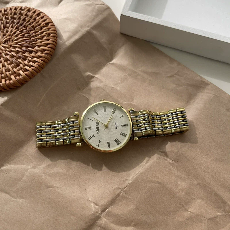 Universal Retro Style Alloy Belt Quartz Watch With Roman Round Dial And Ordinary Glass Mirror - Image 5
