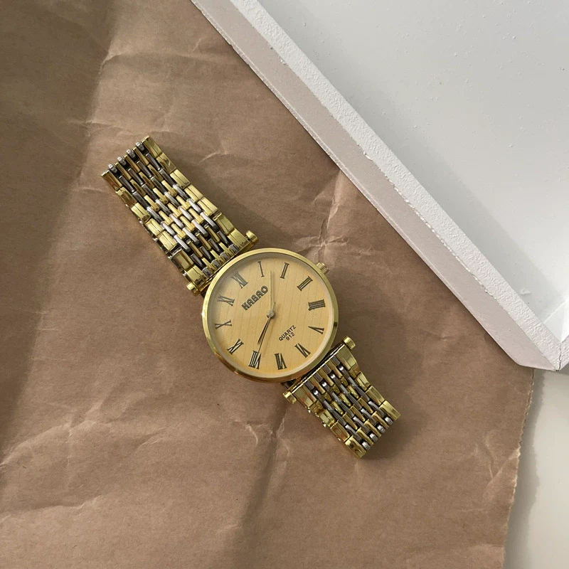Universal Retro Style Alloy Belt Quartz Watch With Roman Round Dial And Ordinary Glass Mirror - Image 7