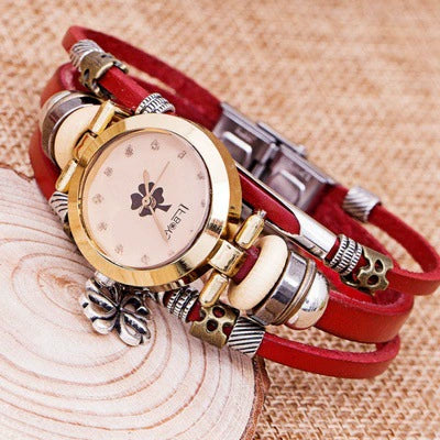 Universal Student Bracelet Watch Alloy Case Imitation Leather Strap Stainless Steel Buckle Round Dial Leisure Style - Image 7