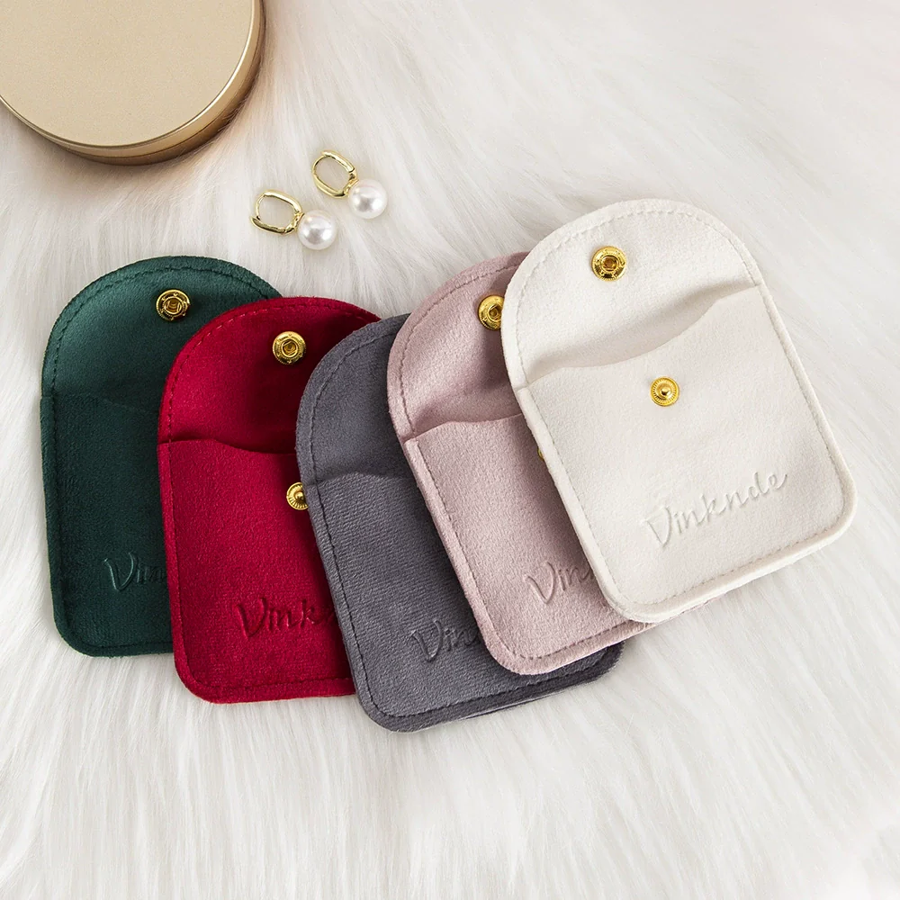 Velvet Jewelry Storage Bag Rounded Corner Snap For Ring Earrings Bracelet Necklace Pendant