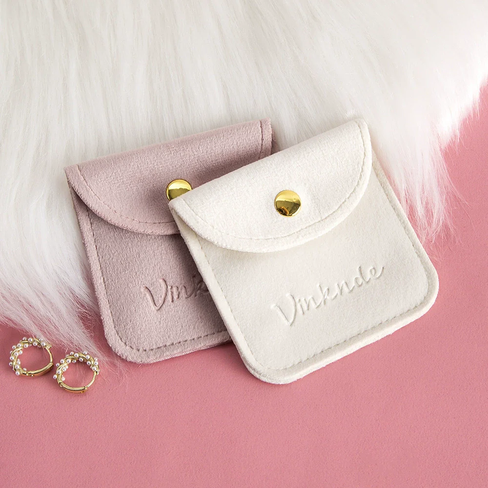 Velvet Jewelry Storage Bag Rounded Corner Snap For Ring Earrings Bracelet Necklace Pendant - Image 3