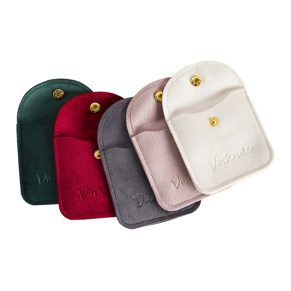 Velvet Jewelry Storage Bag Rounded Corner Snap For Ring Earrings Bracelet Necklace Pendant - Image 4