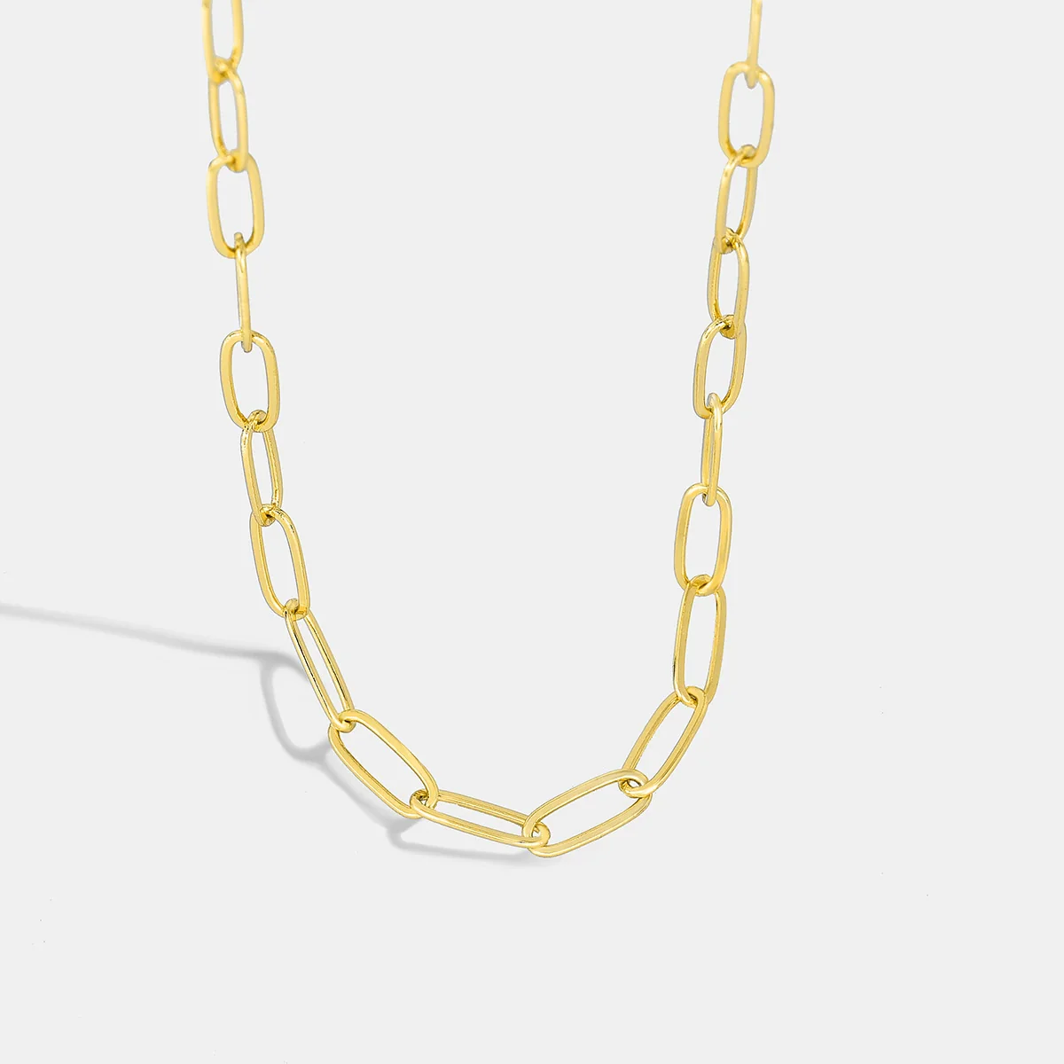 Versatile Copper Plated 18K Gold Paper Clip Chain Necklace For Women With Geometric And Simple Style - Image 2