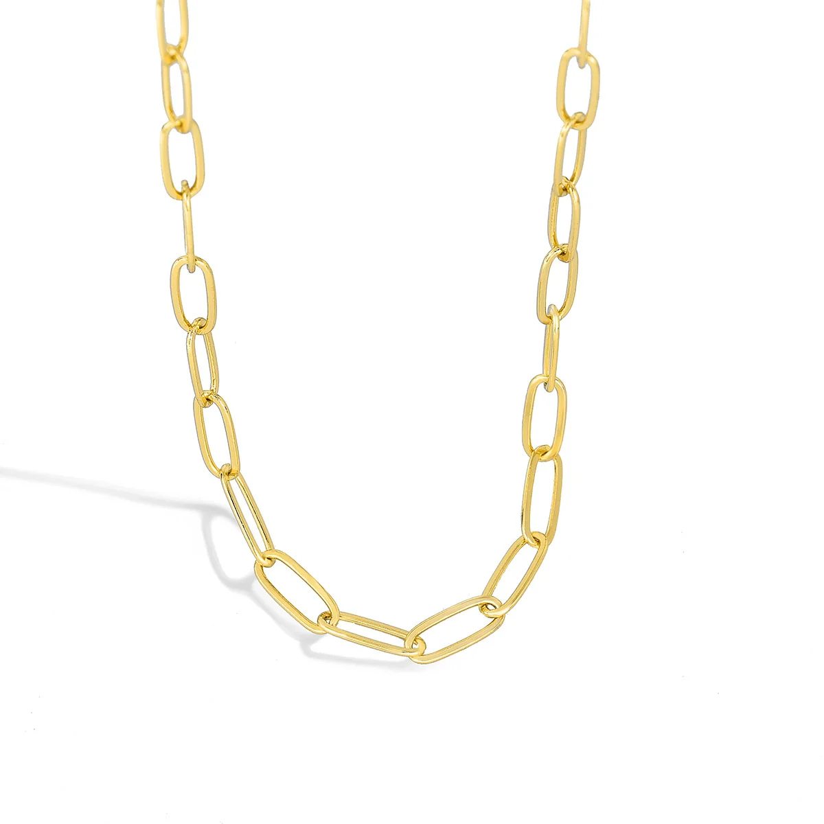 Versatile Copper Plated 18K Gold Paper Clip Chain Necklace For Women With Geometric And Simple Style - Image 5