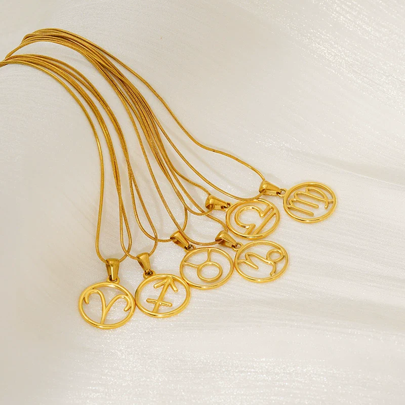 Versatile Hollow Constellation Pendant 316L Stainless Steel Clavicle Chain Electroplated Fashion Necklace
