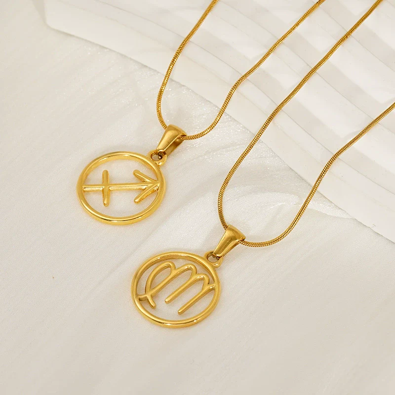 Versatile Hollow Constellation Pendant 316L Stainless Steel Clavicle Chain Electroplated Fashion Necklace - Image 3