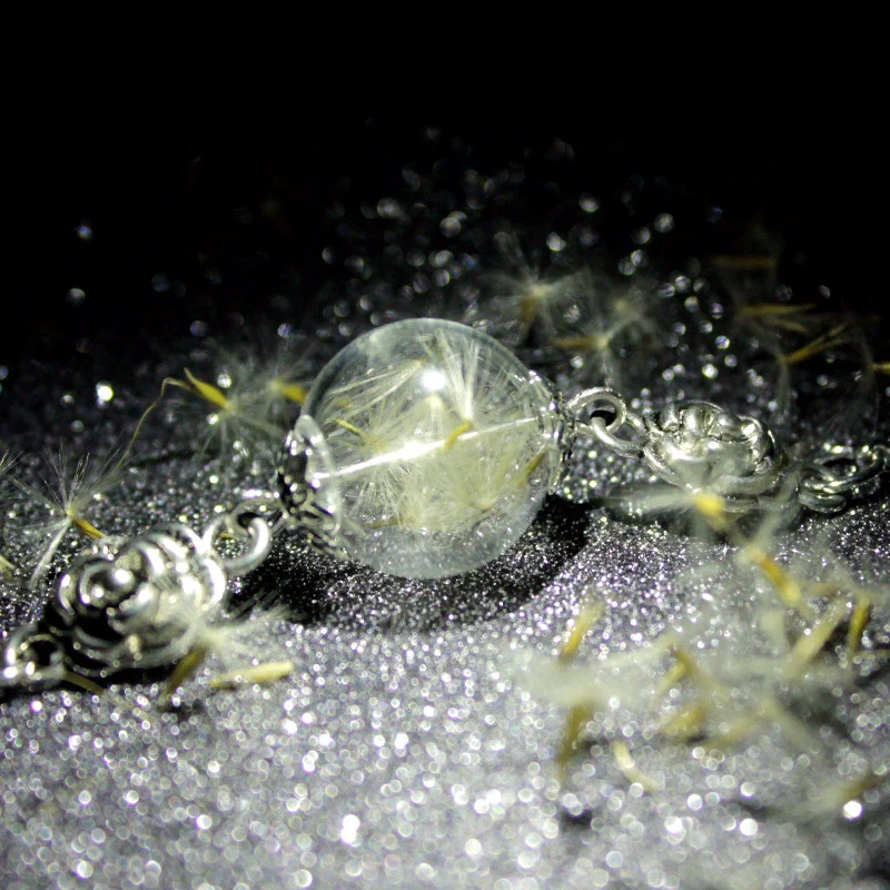 Vintage Geometric Glass And Glaze Rose Flower And Dandelion Seed Ing Ball Bracelet - Image 2