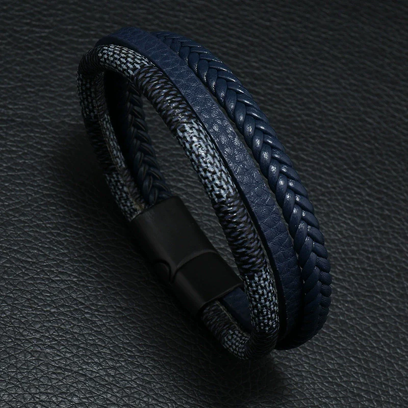 Vintage Geometric Leather Handwoven Unisex Bracelet - Image 2