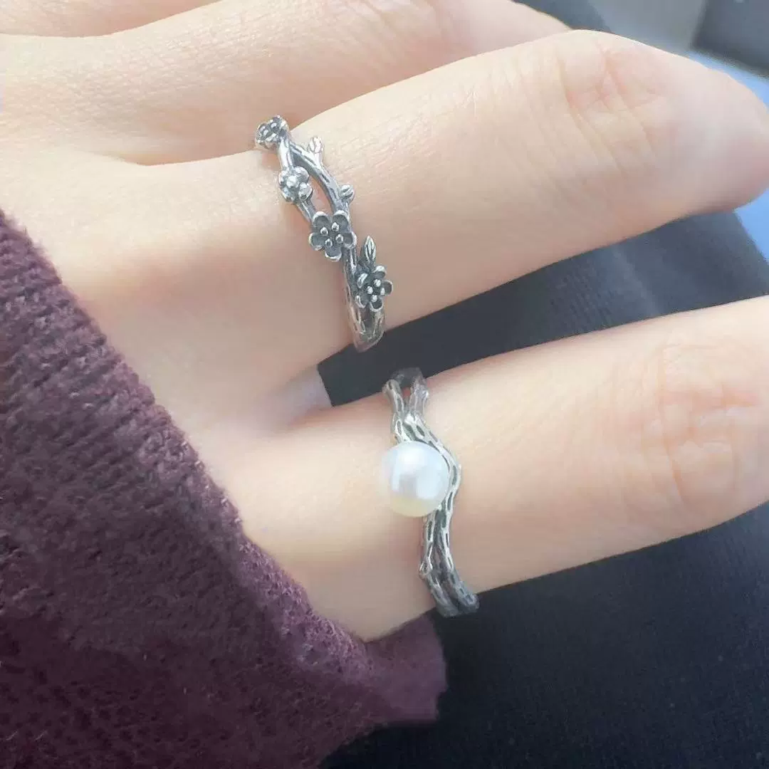 Vintage S925 Silver Crystal Ring With Threedimensional Carved Flower Design For Men And Women - Image 3