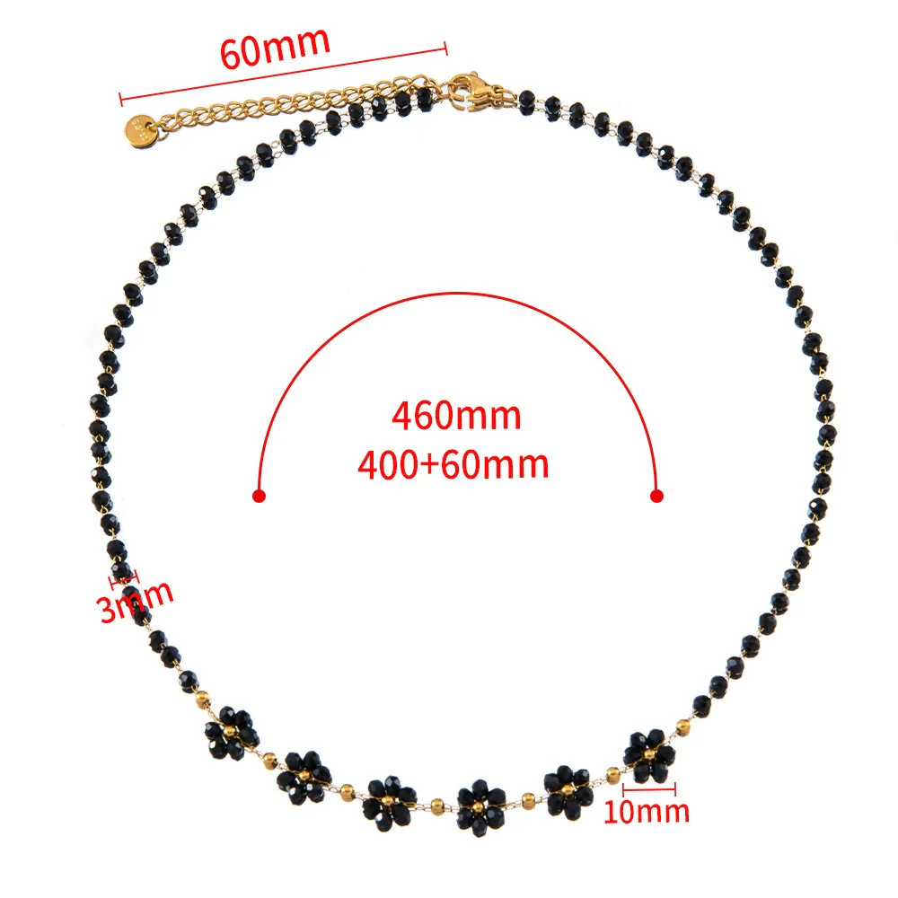 Vintage Small Fresh Daisy Flower Stainless Steel Woven Crystal Chain Electroplated Bracelet Necklace - Image 11