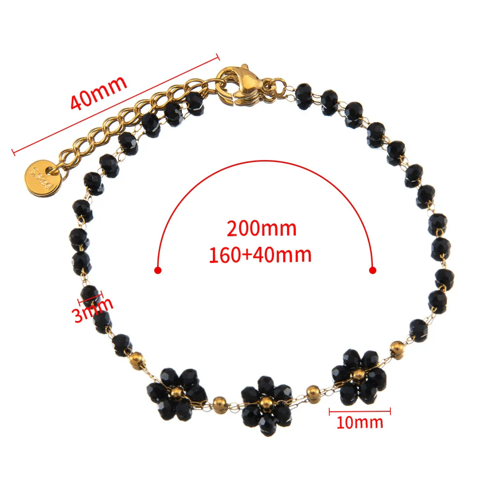 Vintage Small Fresh Daisy Flower Stainless Steel Woven Crystal Chain Electroplated Bracelet Necklace - Image 19