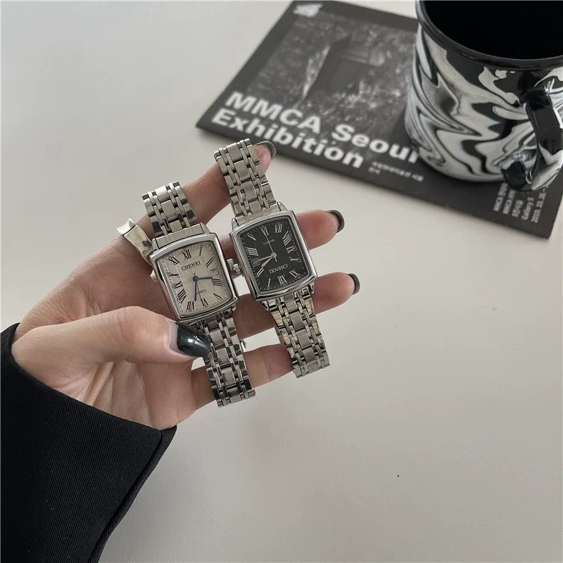 Vintage Square Roman Casual Alloy Band Quartz Couple's Watch