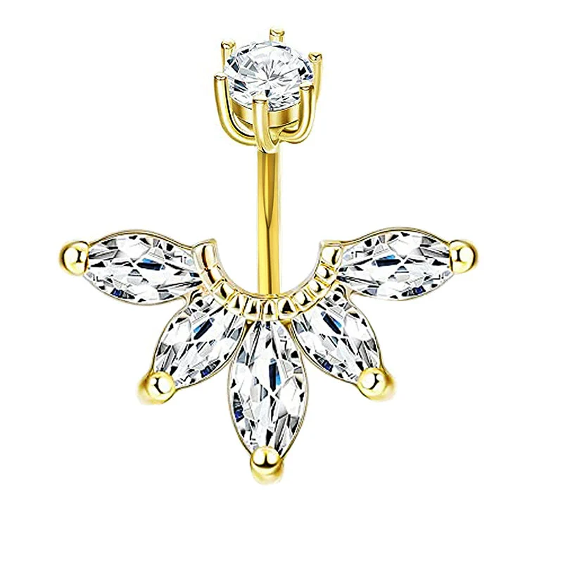 Vintage Stainless Steel Navel Ring Set With The Crown Pattern For Body Piercing - Image 15