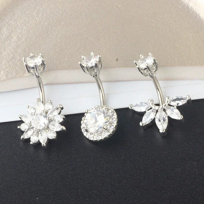 Vintage Stainless Steel Navel Ring Set With The Crown Pattern For Body Piercing - Image 2
