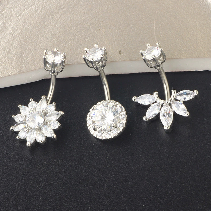 Vintage Stainless Steel Navel Ring Set With The Crown Pattern For Body Piercing - Image 3