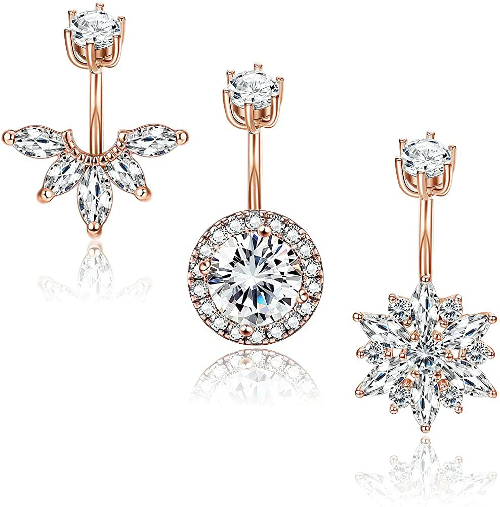 Vintage Stainless Steel Navel Ring Set With The Crown Pattern For Body Piercing - Image 6