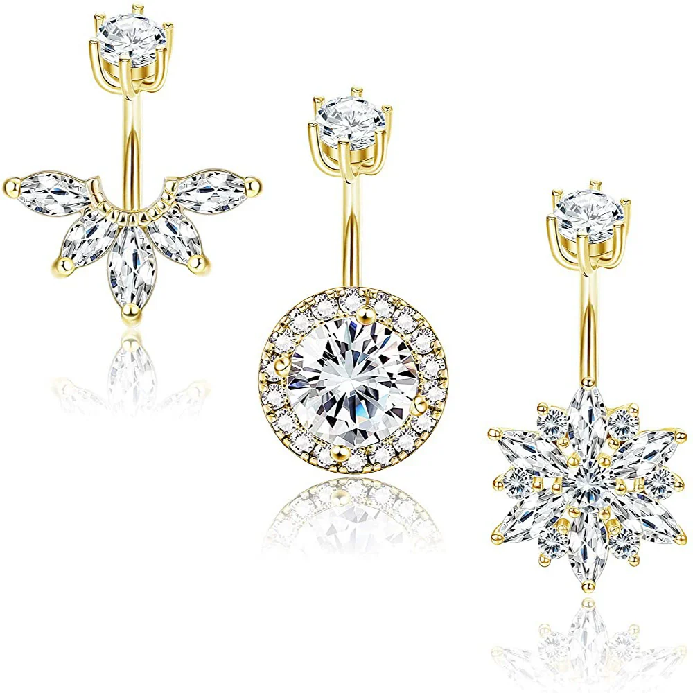 Vintage Stainless Steel Navel Ring Set With The Crown Pattern For Body Piercing - Image 8
