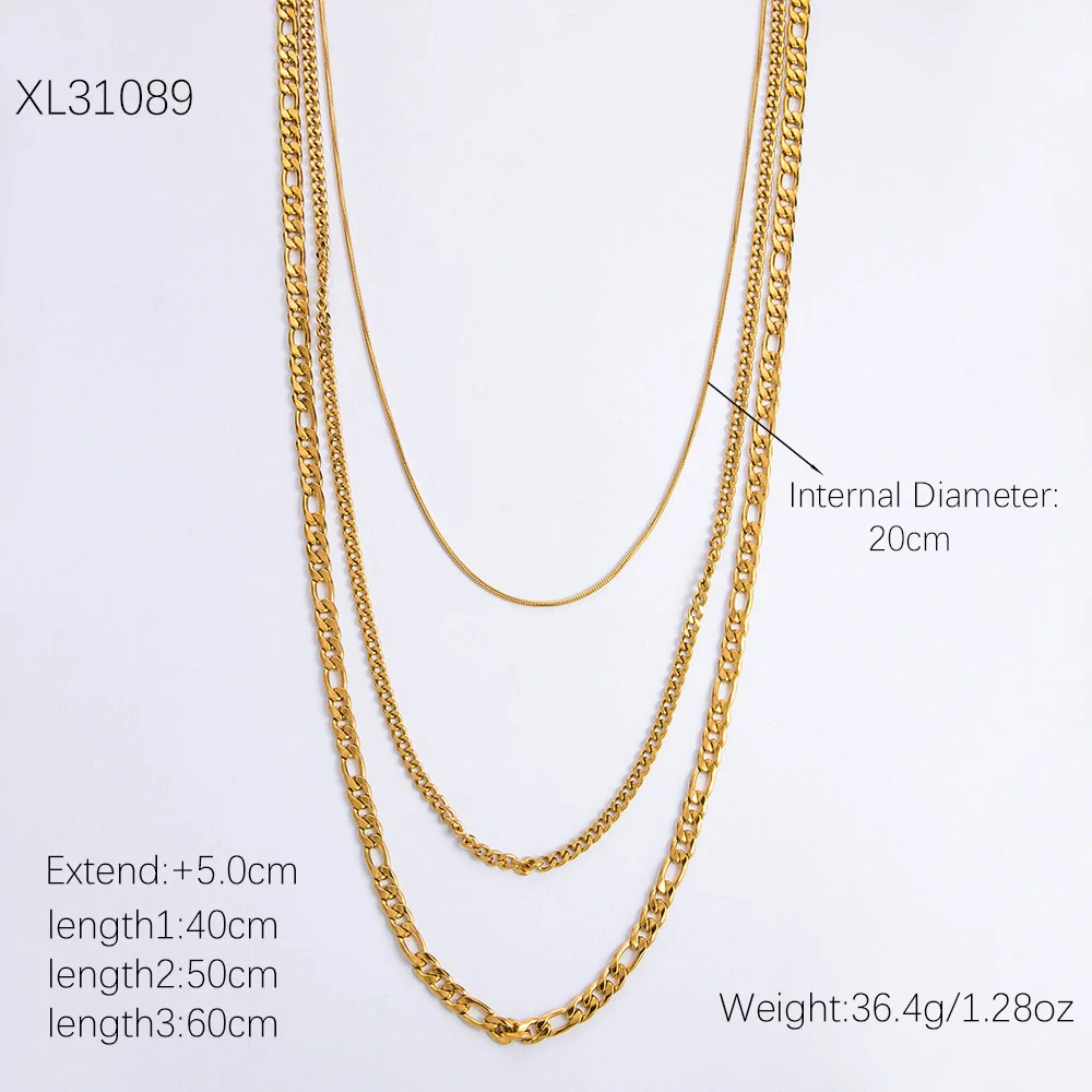 Vintage Three Layer Stainless Steel And Titanium Steel Women's Clavicle Necklace With Snake Bone Chain And Electroplating Treatment - Image 7
