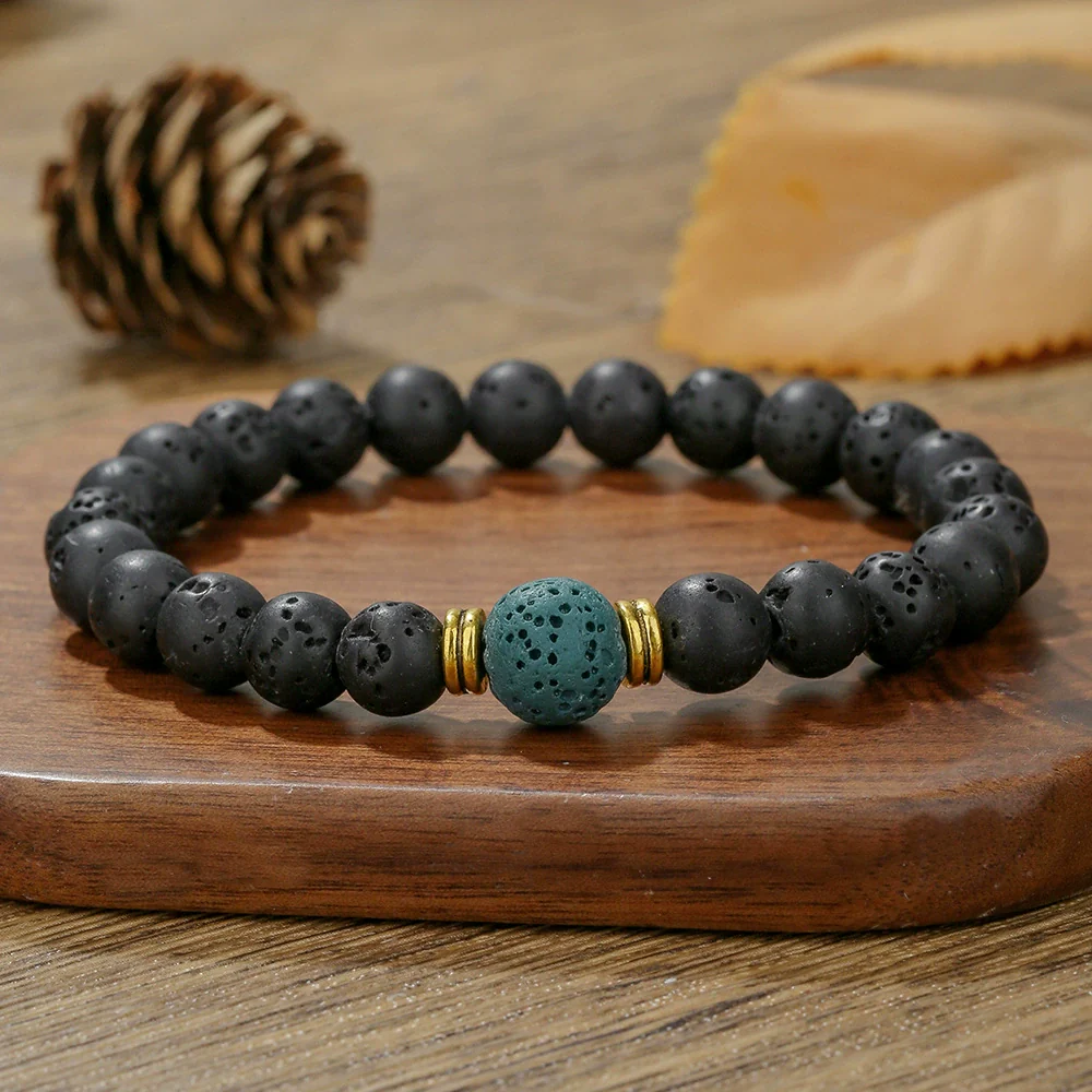 Volcanic Stone Alloy O Word Chain Geometric Style Manual Women's Jewelry Set - Image 3