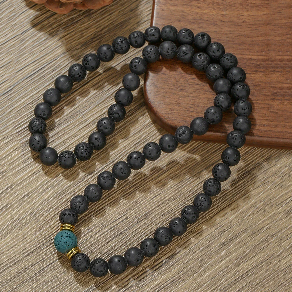 Volcanic Stone Alloy O Word Chain Geometric Style Manual Women's Jewelry Set - Image 4