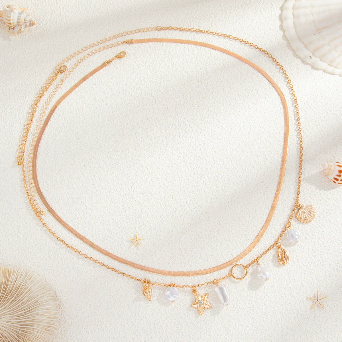 Waist Chain Body Chain Metal Imitation Pearl Starfish Scallop Shell Conch Fashion Snake Bone Chain For Female - Image 4