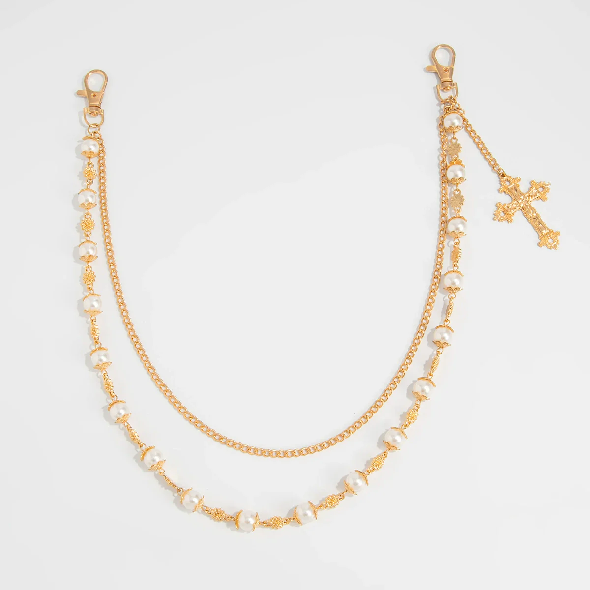 Waist Chain Hiphop Style Metal Imitation Pearl Pendant Tassel Chain - Image 4