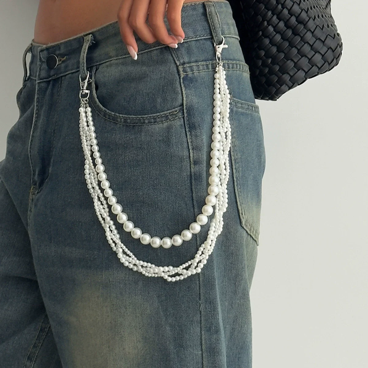 Waist Chain Imitation Pearl Simple Punk Geometric Beaded - Image 4