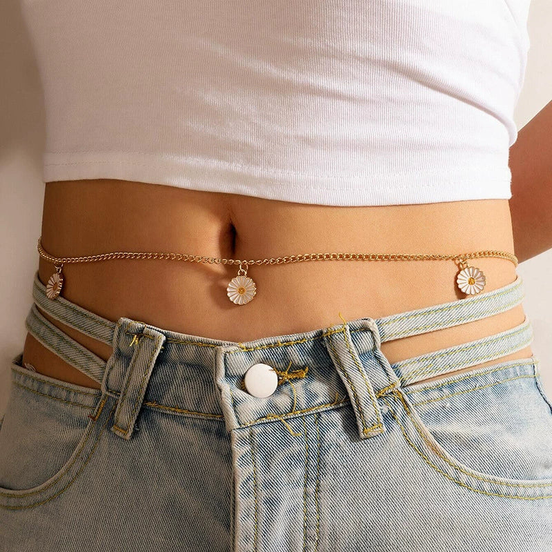 Waist Chain Metal Alloy Geometric Circle Leaves Love Tassel Water Drop Style - Image 8