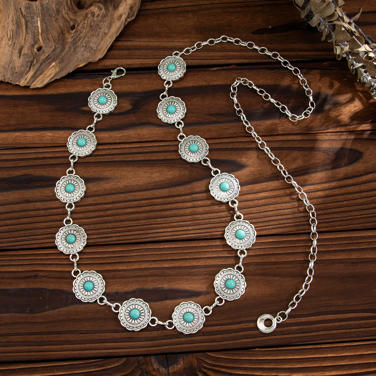 Waist Chain Metal Imitation Turquoise Retro Style For Women - Image 4