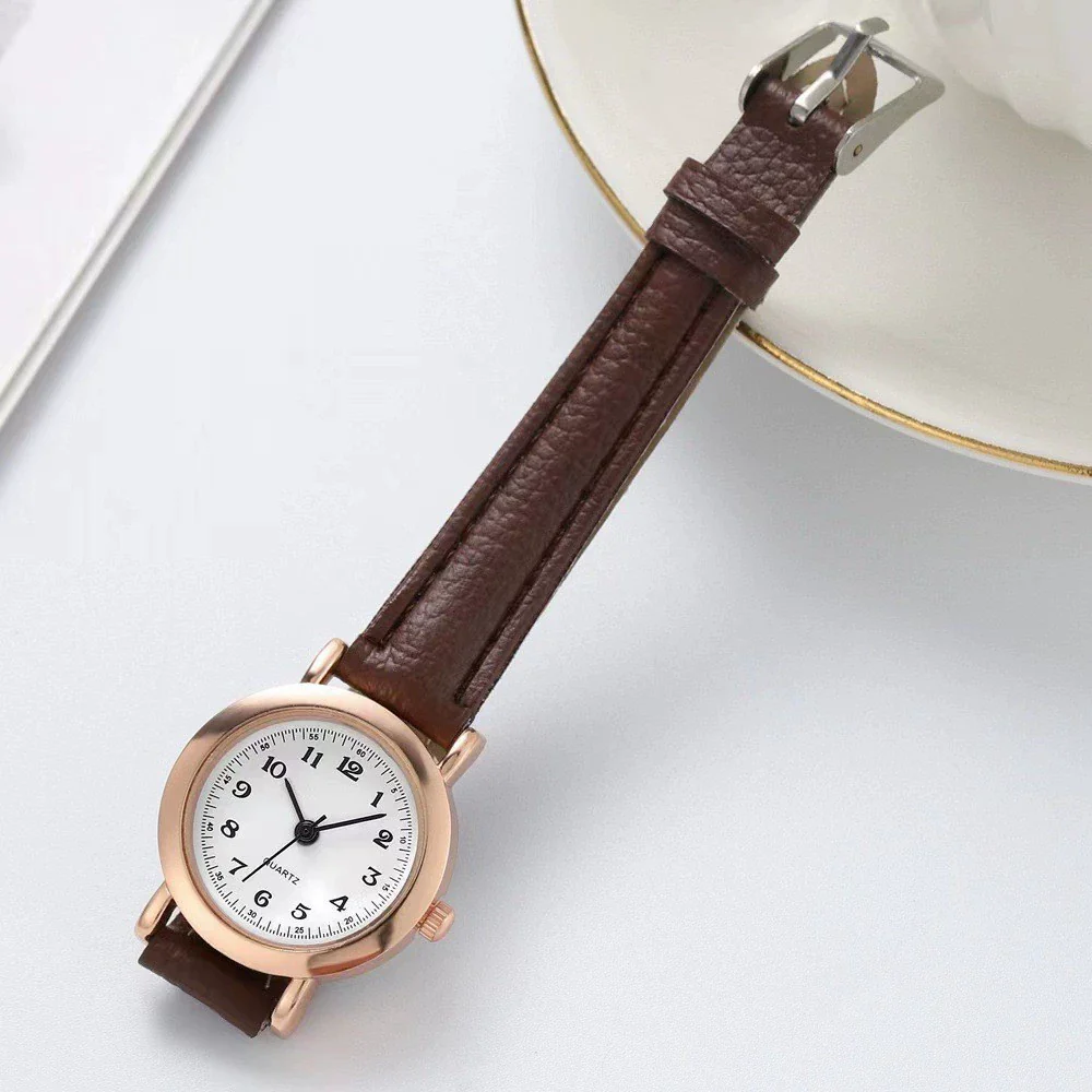 Watch Alloy Case Imitation Leather Strap Round Dial Leisure Style For Students - Image 8
