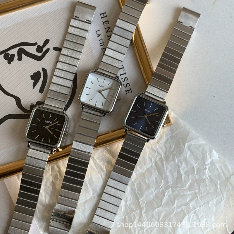 Watch Alloy Case Ordinary Glass Mirror Golden Bamboo Square Green Dial Retro Simple Elegant Women's Leisure Design - Image 3