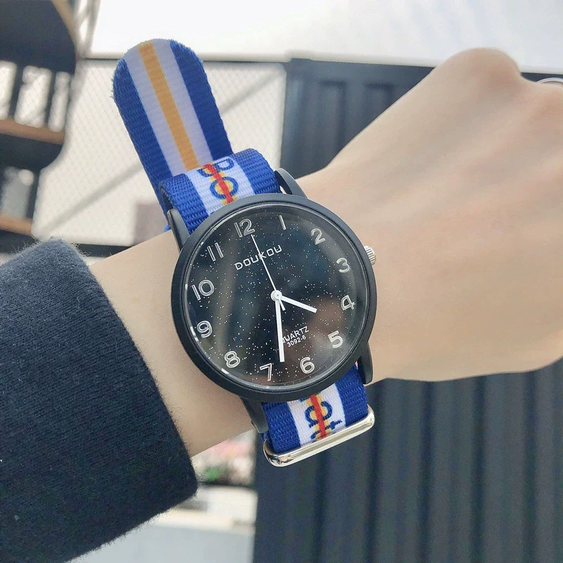 Watch Alloy Case Stainless Steel Clasp Textile Strap Round Dial Leisure Style - Image 6