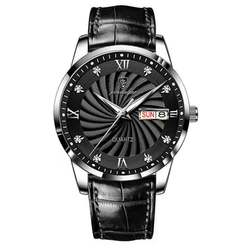 Watch Alloy Genuine Leather Mineral Strengthened Glass Mirror Business Style Round Dial Male - Image 5