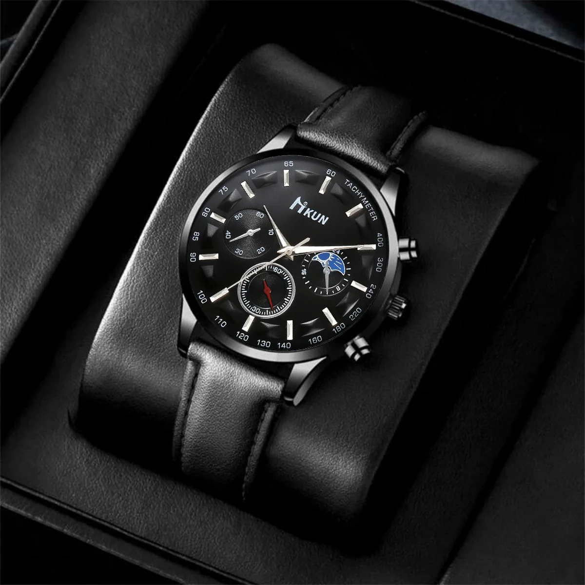 Watch Alloy Imitation Leather Round Fashion Men's - Image 2