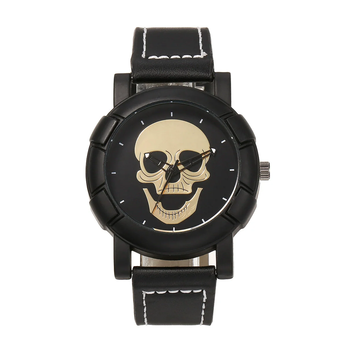 Watch Alloy Imitation Leather Stainless Steel Hip Hop Style Skull Decoration Round Dial - Image 7