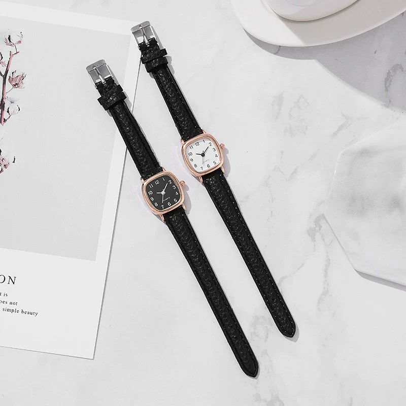 Watch Alloy Imitation Leather Strap Square Dial Leisure Style - Image 2