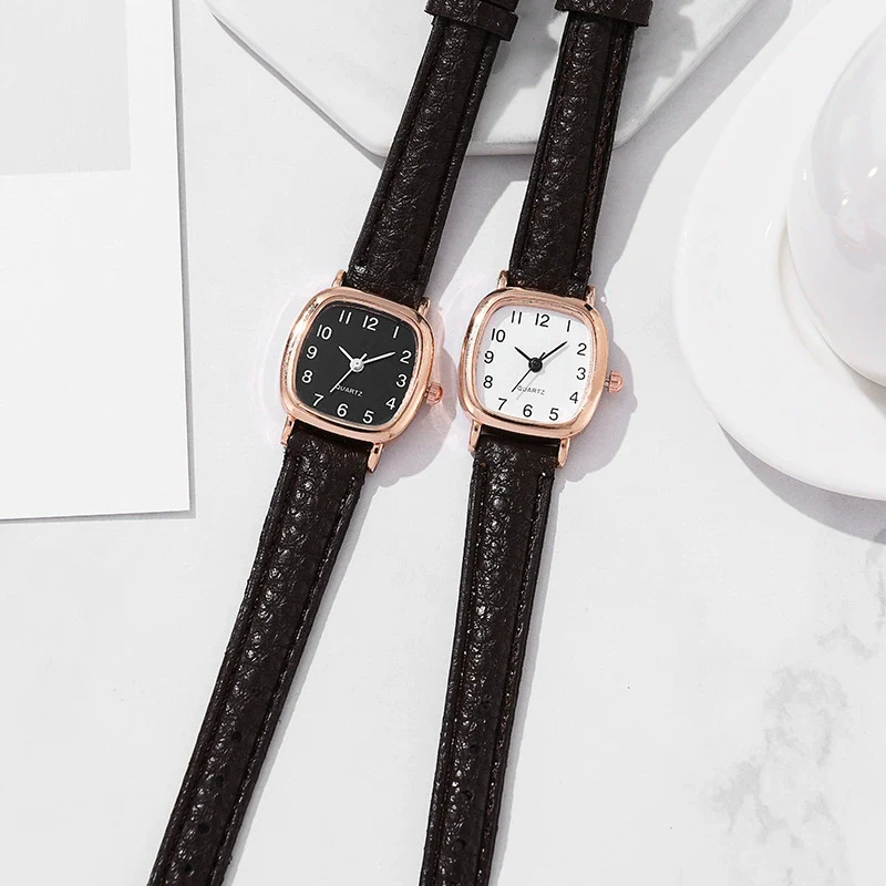 Watch Alloy Imitation Leather Strap Square Dial Leisure Style - Image 3