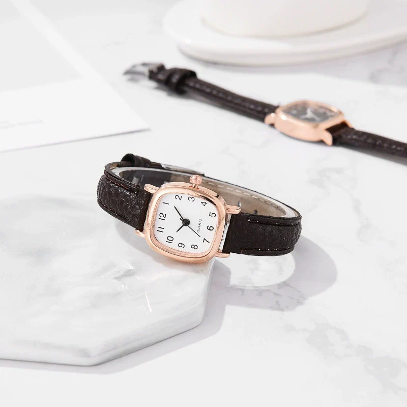 Watch Alloy Imitation Leather Strap Square Dial Leisure Style - Image 4