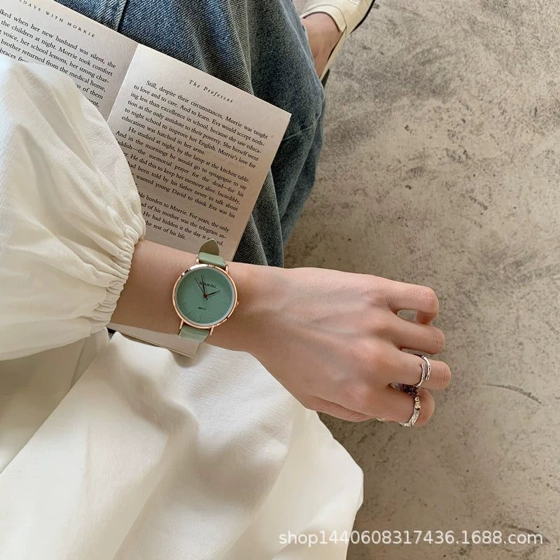 Watch Alloy Ordinary Glass Mirror Green Fresh Retro Leisure Style For Girls - Image 5