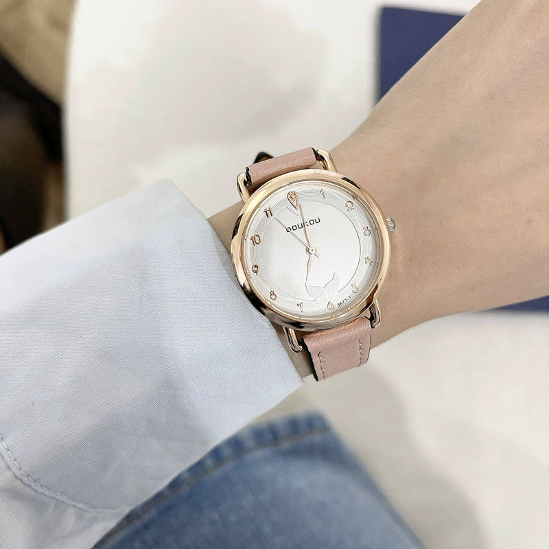 Watch Alloy Ordinary Glass Mirror Mori Preppy Style Quartz For Women - Image 4