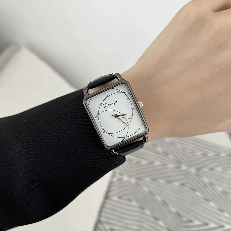 Watch Alloy Ordinary Glass Mirror Square Retro Leisure Style