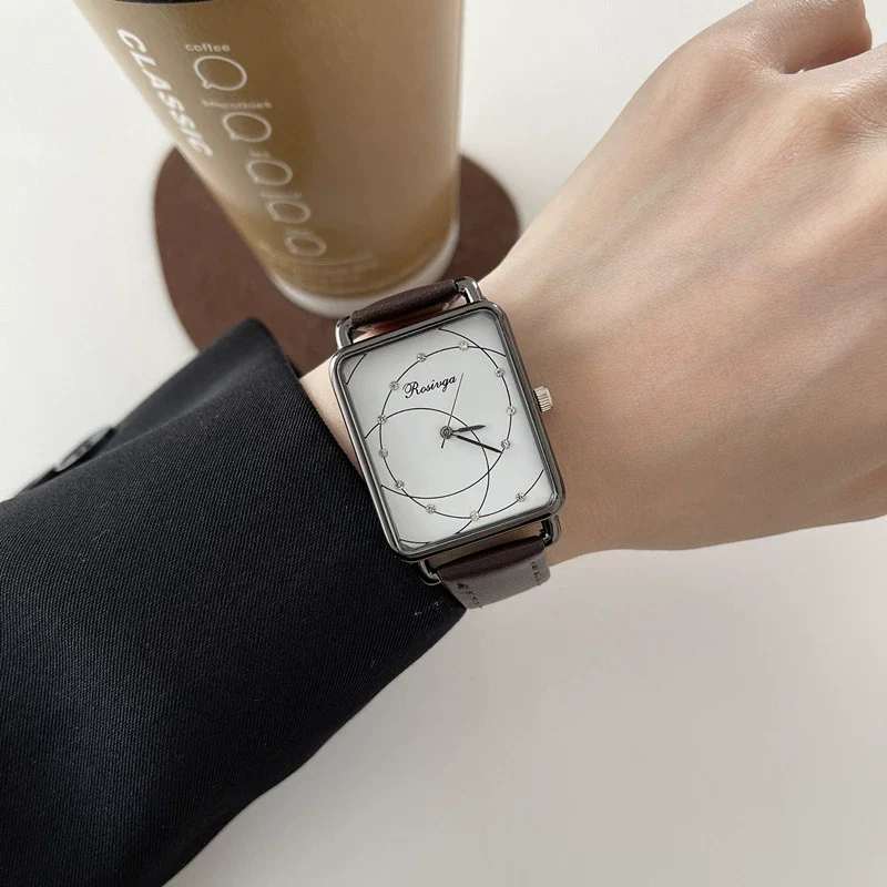 Watch Alloy Ordinary Glass Mirror Square Retro Leisure Style - Image 3