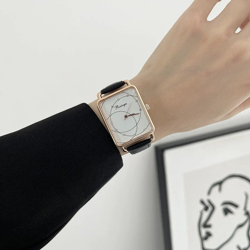 Watch Alloy Ordinary Glass Mirror Square Retro Leisure Style - Image 4