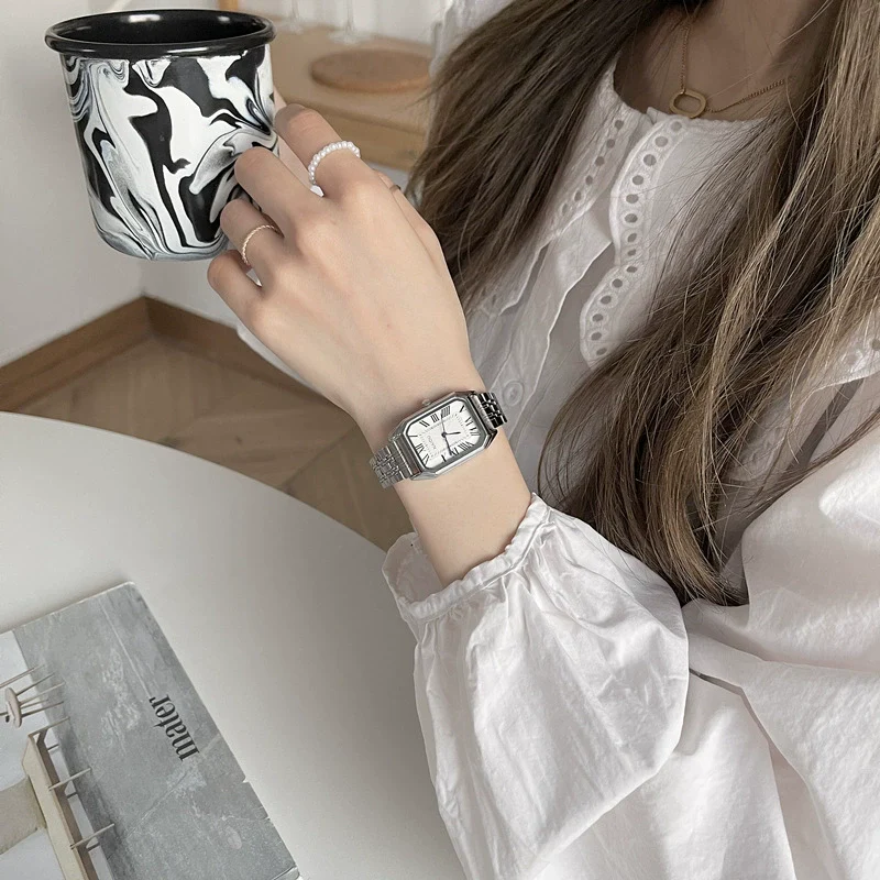 Watch Alloy Rectangular Retro Roman Scale Steel Strap Quartz Simple Elegant Artistic Leisure Universal Style - Image 5