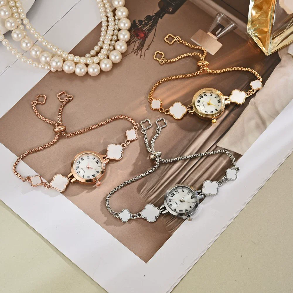 Watch Alloy Rose Gold Fourleaf Clover Casual Style For Female Students - Image 7