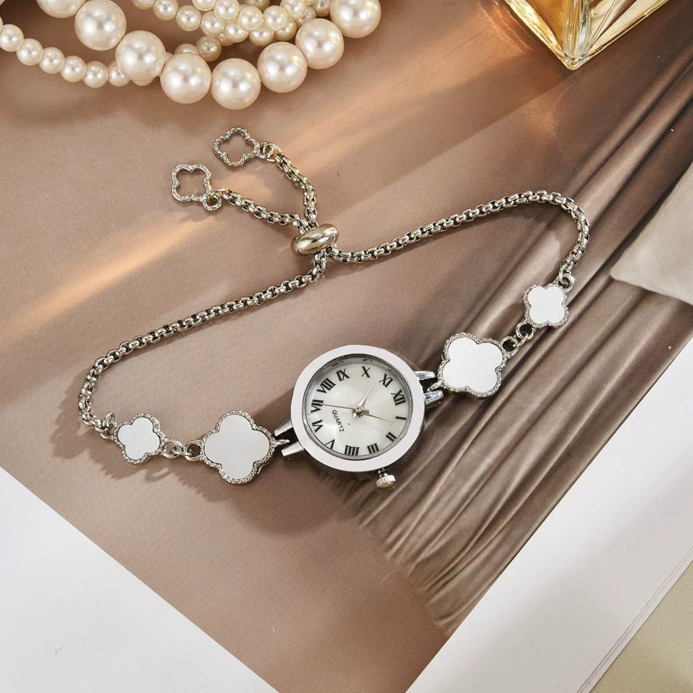 Watch Alloy Rose Gold Fourleaf Clover Casual Style For Female Students - Image 8