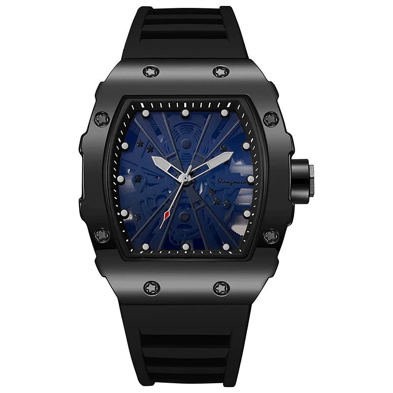 Watch Alloy Silicone Mineral Reinforced Glass Mirror Fivepointed Star Luminous Sports Wine Barrel Shape Men's - Image 6