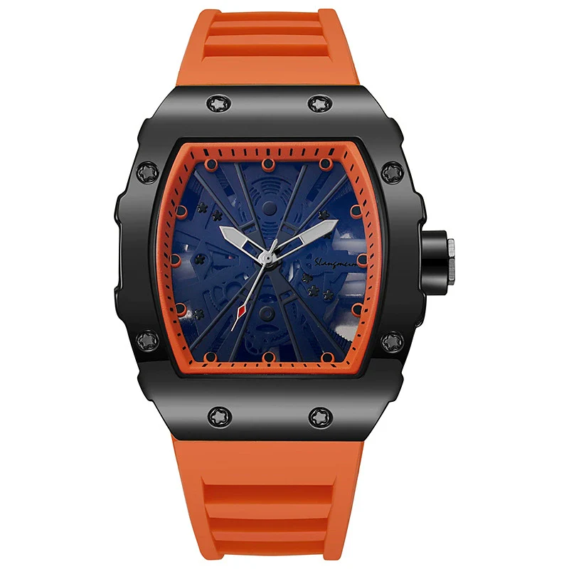 Watch Alloy Silicone Mineral Reinforced Glass Mirror Fivepointed Star Luminous Sports Wine Barrel Shape Men's - Image 8